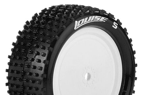 Louise RC - E-HORNET - 1-10 Buggy Tire Set - Mounted - Super Soft - White Wheels - Hex 12mm - 4WD - Rear - L-T3172VWKR