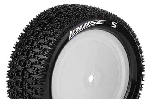 Louise RC - E-MAGLEV - 1-10 Buggy Tire Set - Mounted - Super Soft - White Wheels - Hex 12mm - 4WD - Front - L-T3174VWKF