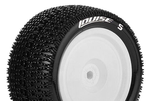 Louise RC - E-MAGLEV - 1-10 Buggy Tire Set - Mounted - Soft - White Wheels - Hex 12mm - 4WD - Rear - L-T3176SWKR