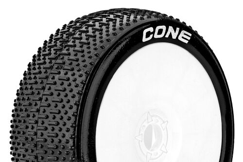 Louise RC - B-CONE - 1-8 Buggy Tire Set - Mounted - Super Soft - White Wheels - Hex 17mm - L-T3192VW