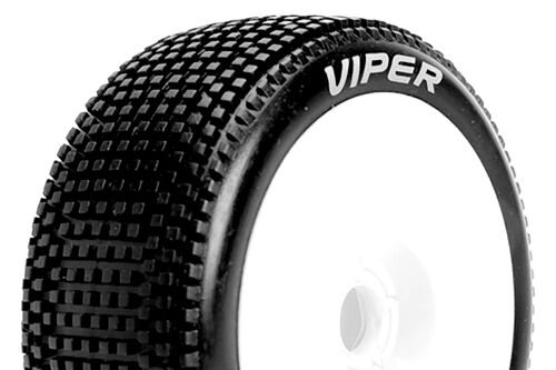 Louise RC - B-VIPER-JA - 1-8 Buggy Tire Set - Mounted - Soft - White Wheels - Hex 17mm - L-T3194SW