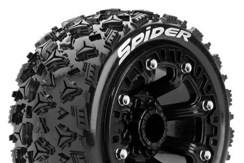 Louise RC - ST-SPIDER - 1-16 Truck Tire Set - Mounted - Sport - Black 2.2 Wheels - Hex 12mm - L-T3200SB