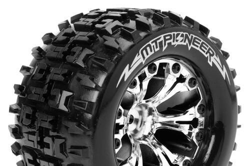 Louise RC - MT-PIONEER - 1-10 Monster Truck Tire Set - Mounted - Sport - Chrome 2.8 Wheels - 1/2-Offset - Hex 12mm - L-T3202SCH