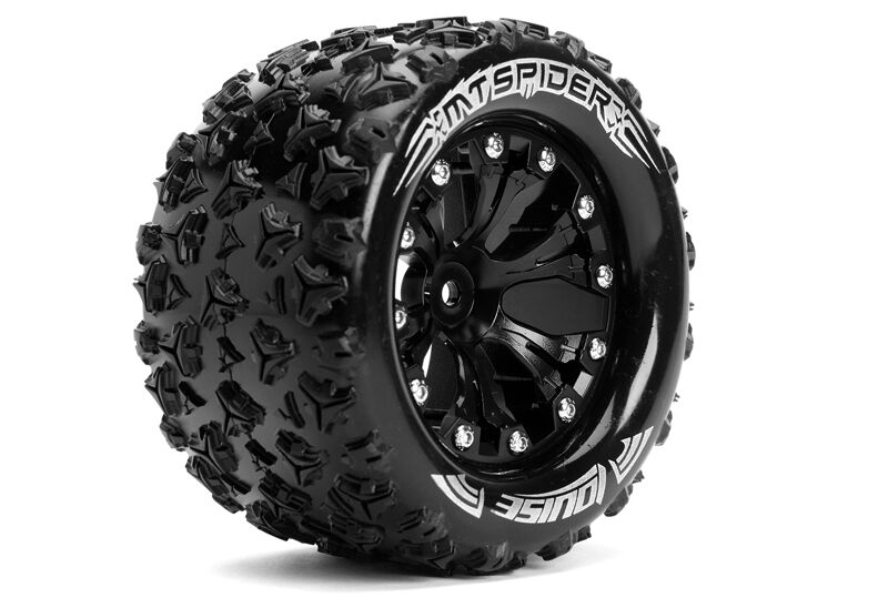 Louise RC - MT-SPIDER - 1-10 Monster Truck Tire Set - Mounted - Sport - Black 2.8 Wheels - Hex 14mm Louise RC - MT-SPIDER - 1-10 Monster Truck Tire Set - Mounted - Sport - Black 2.8 Wheels - Hex 14mm