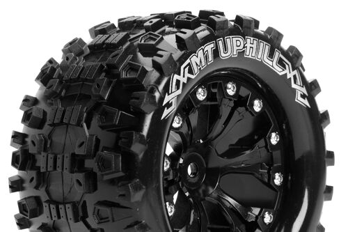 Louise RC - MT-UPHILL - 1-10 Monster Truck Tire Set - Mounted - Sport - Black 2.8 Wheels - 0-Offset - Hex 12mm - L-T3204SB