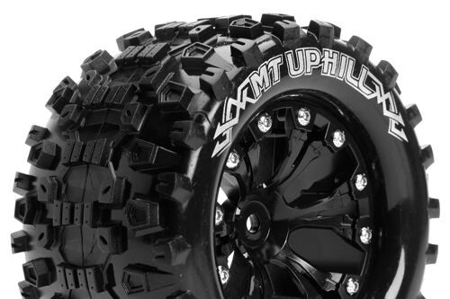 Louise RC - MT-UPHILL - 1-10 Monster Truck Tire Set - Mounted - Sport - Black 2.8 Wheels - Hex 14mm - L-T3204SBM