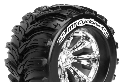 Louise RC - MT-CYCLONE - 1-8 Monster Truck Tire Set - Mounted - Sport - Felgen 3.8 Chrom - 1/2-Offset - Hex 17mm - L-T3220CH