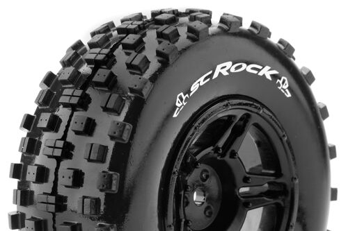 Louise RC - SC-ROCK - 1-10 Short Course Tire Set - Mounted - Soft - Black Wheels - Hex 12mm - SLASH 2WD - Front - L-T3229SBTF
