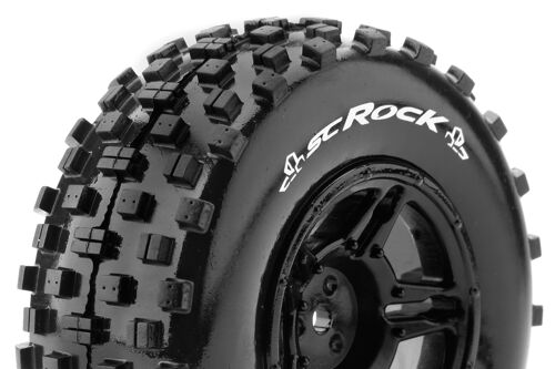 Louise RC - SC-ROCK - 1-10 Short Course Tire Set - Mounted - Soft - Black Wheels - Hex 12mm - SLASH 2WD Rear - SLASH 4X4 F/R - L-T3229SBTR