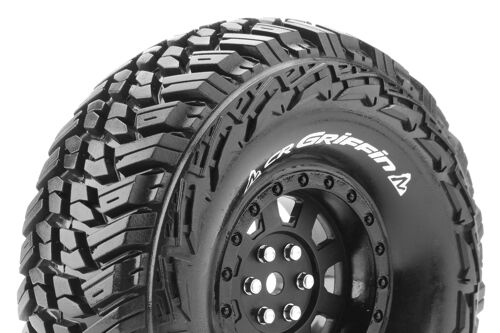 Louise RC - CR-GRIFFIN - 1-10 Crawler Tire Set - Mounted - Super Soft - Black 1.9 Wheels - Hex 12mm - L-T3230VB