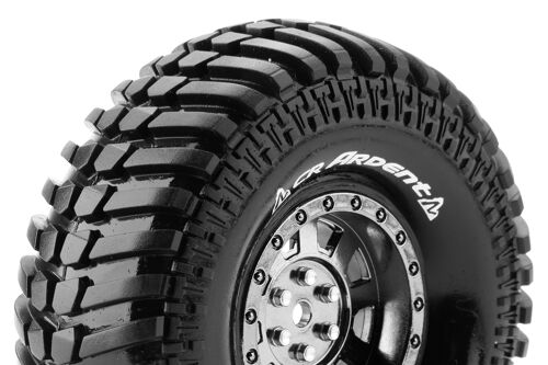 Louise RC - CR-ARDENT - 1-10 Crawler Tire Set - Mounted - Super Soft - Black Chrome 1.9 Wheels - Hex 12mm - L-T3232VBC