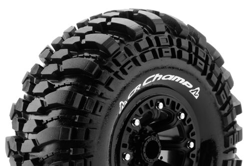 Louise RC - CR-CHAMP - 1-10 Crawler Tire Set - Mounted - Super Soft - Black 2.2 Wheels - Hex 12mm - L-T3236VB