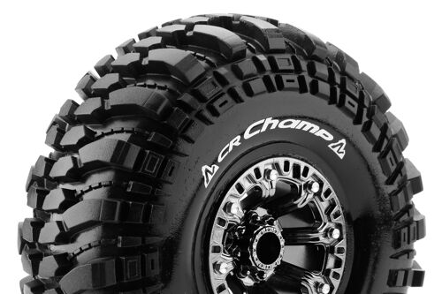 Louise RC - CR-CHAMP - 1-10 Crawler Tire Set - Mounted - Super Soft - Black Chrome 2.2 Wheels - Hex 12mm - L-T3236VBC