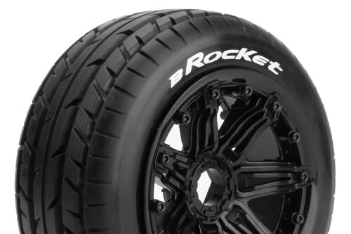 Louise RC - B-ROCKET - 1-5 Buggy Tire Set - Mounted - Sport - Black Bead-Lock Wheels - Hex 24mm - Front - L-T3266B
