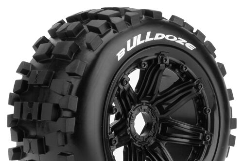 Louise RC - B-ULLDOZE - 1-5 Buggy Tire Set - Mounted - Sport - Black Bead-Lock Wheels - Hex 24mm - Front - L-T3268B