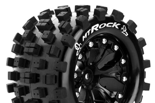 Louise RC - MT-ROCK - 1-10 Monster Truck Tire Set - Mounted - Sport - Black 2.8 Wheels - 1/2-Offset - Hex 12mm - L-T3275SBH