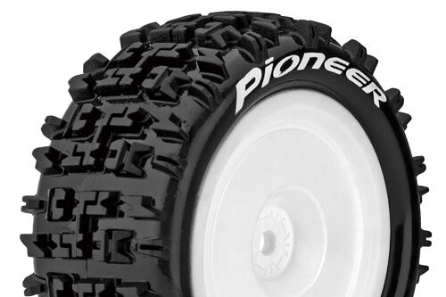Louise RC - E-PIONEER - 1-10 Buggy Tire Set - Mounted - Soft - White Wheels - Hex 12mm - Rear - L-T3278SWKR