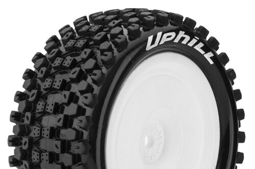 Louise RC - E-UPHILL - 1-10 Buggy Tire Set - Mounted - Soft - White Wheels - Hex 12mm - Rear - L-T3279SWKR