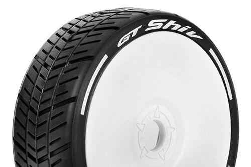 Louise RC - MFT - GT-SHIV - 1-8 Buggy Tire Set - Mounted - Soft - White Wheels - Hex 17mm - L-T3284SW