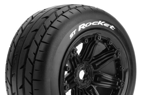 Louise RC - ST-ROCKET - 1-8 Stadium Truck Tire Set - Mounted - Sport - Black 3.8 Bead Style Wheels - Hex 17mm - L-T3286B