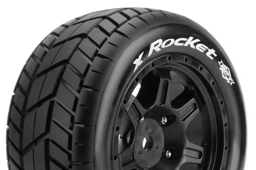 Louise RC - MFT - X-ROCKET - Tire Set for X-Maxx - Mounted - Sport - Black Wheels - Hex 24mm - L-T3295B