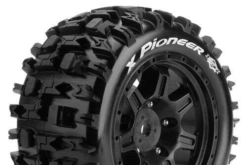 Louise RC - MFT - X-PIONEER - Tire Set for X-Maxx - Mounted - Sport - Black Wheels - Hex 24mm - L-T3296B