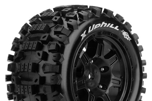 Louise RC - MFT - X-UPHILL - Tire Set for X-Maxx - Mounted - Sport - Black Wheels - Hex 24mm - L-T3297B