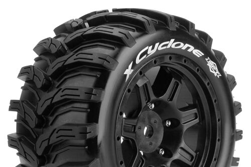 Louise RC - MFT - X-CYCLONE - Tire Set for X-Maxx - Mounted - Sport - Black Wheels - Hex 24mm - L-T3298B