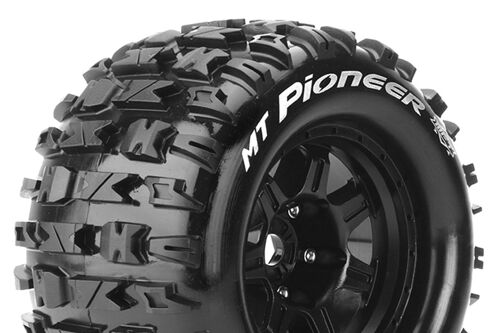 Louise RC - MFT - MT-PIONEER - 1-8 Monster Truck Tire Set - Mounted - Sport - Black 3.8 Bead Style Wheels - 1/2-Offset - Hex 17mm - L-T3321BH