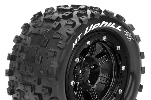 Louise RC - MFT - MT-UPHILL - Tire Set for Maxx - Mounted - Sport - Black 3.8 Bead-Lock Wheels - 1/2-Offset - Hex 17mm - L-T3330SB