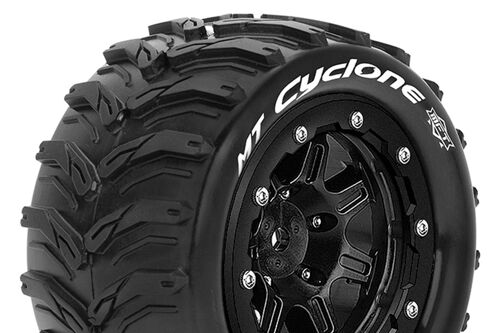 Louise RC - MFT - MT-CYCLONE - Tire Set for Maxx - Mounted - Sport - Black 3.8 Bead-Lock Wheels - 1/2-Offset - Hex 17mm - L-T3331SB