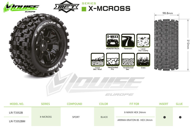 Louise X-MCROSS Rim & Tyre X-MAXX 24mm hex Louise X-MCROSS Rim & Tyre X-MAXX 24mm hex