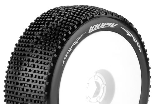 Louise RC - B-GROOVE - 1-8 Buggy Tire Set - Mounted - Super Soft - White Wheels - Hex 17mm - L-T370VW