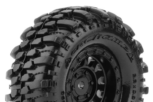 Louise RC - CR-CHAMP - 1-18/1-24 Crawler Tire Set - Mounted - Super Soft - Black 1.0 Wheels - Hex 7mm - L-T3366VB