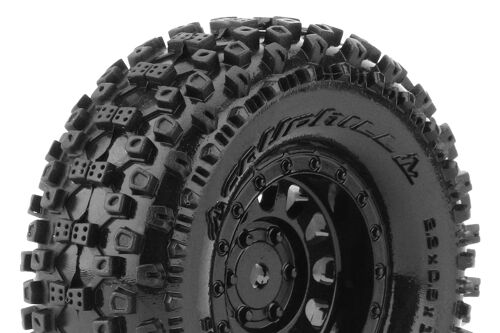 Louise RC - CR-UPHILL - 1-18/1-24 Crawler Tire Set - Mounted - Super Soft - Black 1.0 Wheels - Hex 7mm - L-T3369VB