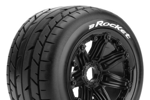 Louise RC - B-ROCKET - 1-5 Buggy Tire Set - Mounted - Sport - Black Bead-Lock Wheels - Hex 24mm - Rear - L-T3242B
