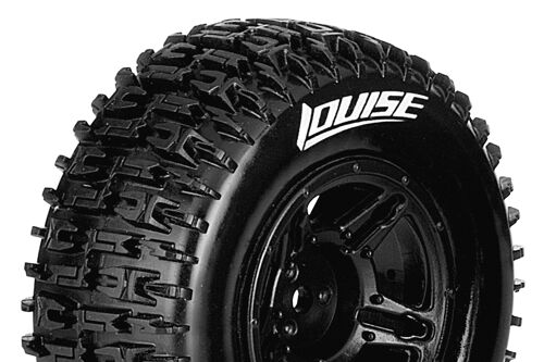 Louise RC - SC-PIONEER - 1-10 Short Course Tire Set - Mounted - Soft - Black Wheels - Hex 17mm - L-T3148SBM