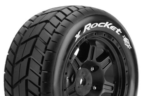 Louise RC - MFT - X-ROCKET - KRATON 8S Serie Tire Set - Mounted - Sport - Black Wheels - Hex 24mm - L-T3295BM