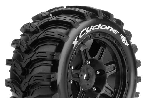 Louise RC - MFT - X-CYCLONE - KRATON 8S Serie Tire Set - Mounted - Sport - Black Wheels - Hex 24mm - L-T3298BM