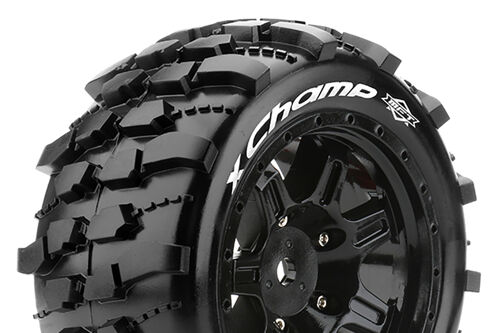 Louise RC - MFT - X-CHAMP - Tire Set for X-Maxx - Mounted - Sport - Black wheels - Hex 24mm - L-T3349B