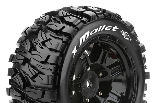 Louise RC - MFT - X-MALLET - Tire Set for X-Maxx - Mounted - Sport - Black wheels - Hex 24mm - L-T3350B