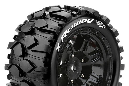Louise RC - MFT - X-ROWDY - Tire Set for X-Maxx - Mounted - Sport - Black wheels - Hex 24mm - L-T3351B