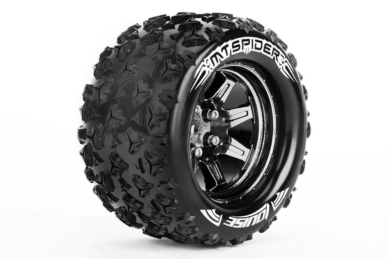 Louise RC - MT-SPIDER - 1-10 Monster Truck Tire Set - Mounted - Sport - Black 2.8 Wheels - Hex 14mm Louise RC - MT-SPIDER - 1-10 Monster Truck Tire Set - Mounted - Sport - Black 2.8 Wheels - Hex 14mm
