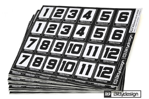 BittyDesign - Race Numbers Decal sheet , Large Pack (include 10 sheet)