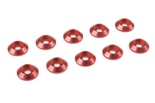Team Corally - Aluminium Washer - for M3 Button Head Screws - OD=15mm - Red - 10 pcs