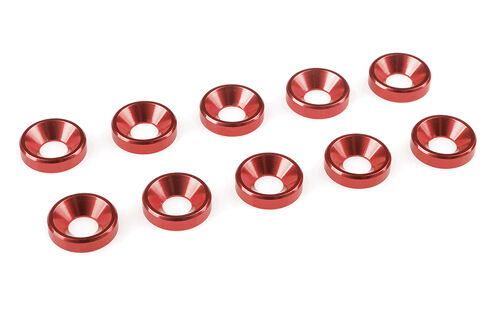 Team Corally - Aluminium Washer - for M3 Flat Head Screws - OD=8mm - Red - 10 pcs