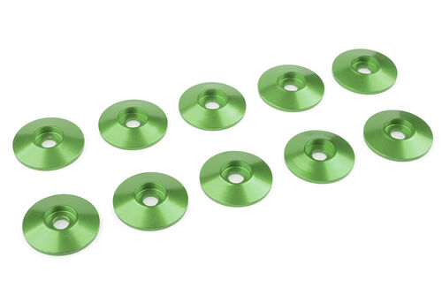 Team Corally - Aluminium Washer - for M4 Button Head Screws - OD=12mm - Green - 10 pcs