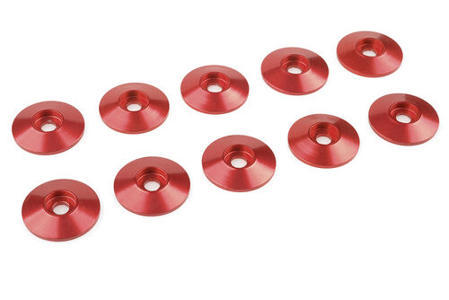Team Corally - Aluminium Washer - for M4 Button Head Screws - OD=12mm - Red - 10 pcs