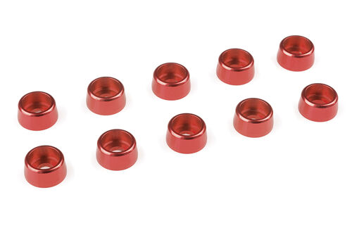 Team Corally - Aluminium Washer - for M3 Socket Head Screws - OD=8mm - Red - 10 pcs