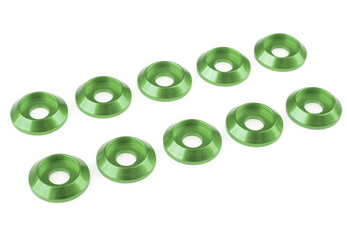 Team Corally - Aluminium Washer - for M5 Flat Head Screws - OD=12mm - Green - 10 pcs